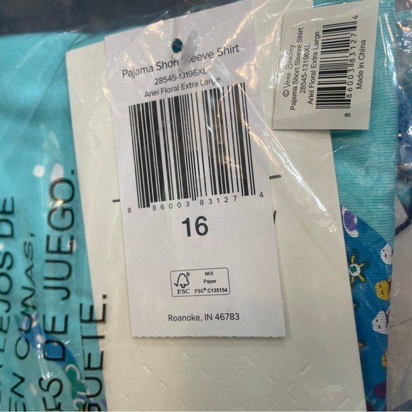 NEW! Vera Bradley Little Mermaid PJ SET - Top and PJ Bottoms Size 16 - XL - Picture 8 of 9